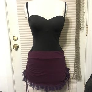 🆕 lace mini skirt with side ties and ruching